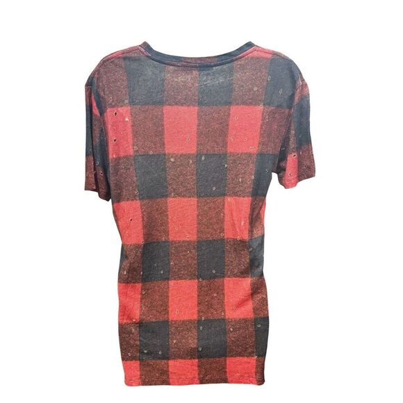 IRO ALESSIO TEE in BUFFALO CHECK in Red & Black NWT Size Small - Picture 6 of 9